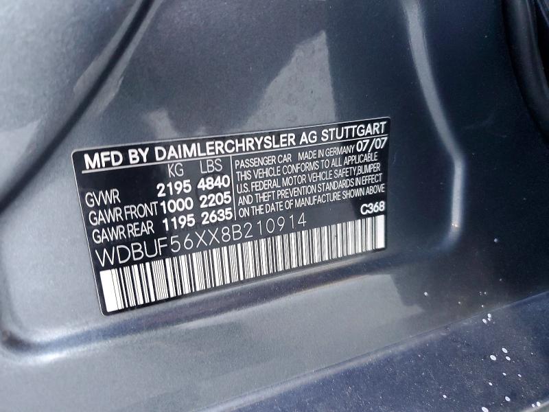 2008 Mercedes-benz E მანქანა იყიდება აუქციონზე, vin: WDBUF56XX8B210914, აუქციონის ნომერი: 69589986