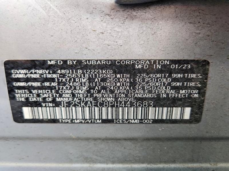 Aukcja sprzedaży 2023 Subaru Forester, vin: JF2SKAEC8PH443683, numer aukcji: 68464036