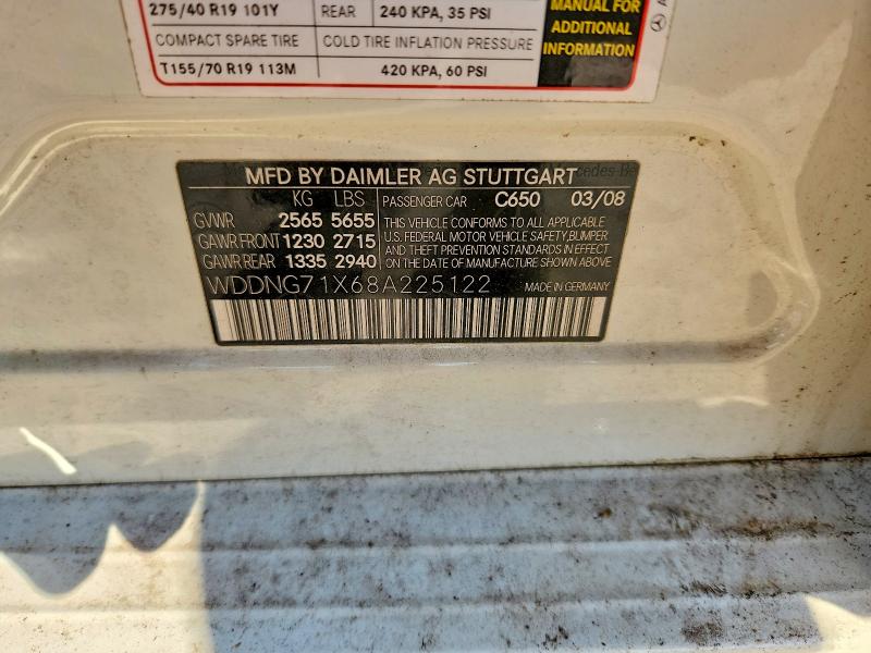 Aukcja sprzedaży 2008 Mercedes-benz S, vin: WDDNG71X68A225122, numer aukcji: 68322196