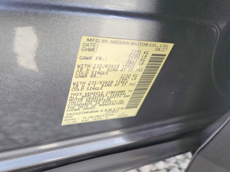 Aukcja sprzedaży 2017 Nissan Murano, vin: 5N1AZ2MH8HN158179, numer aukcji: 66313216