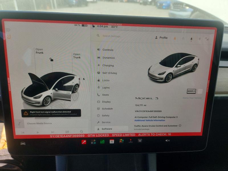 68830666 :رقم المزاد ، 5YJ3E1EA4NF369569 vin ، 2022 Tesla Model 3 مزاد بيع