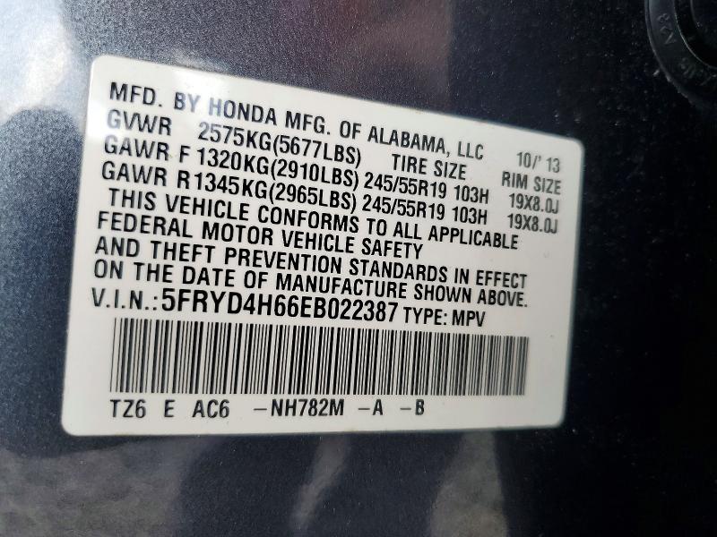 68133476 :رقم المزاد ، 5FRYD4H66EB022387 vin ، 2014 Acura Mdx مزاد بيع