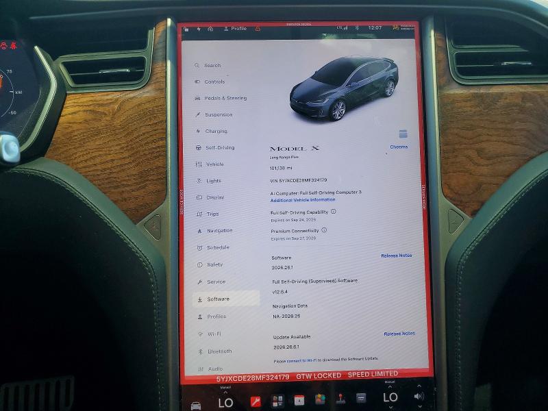 67105266 :رقم المزاد ، 5YJXCDE28MF324179 vin ، 2021 Tesla Model X مزاد بيع
