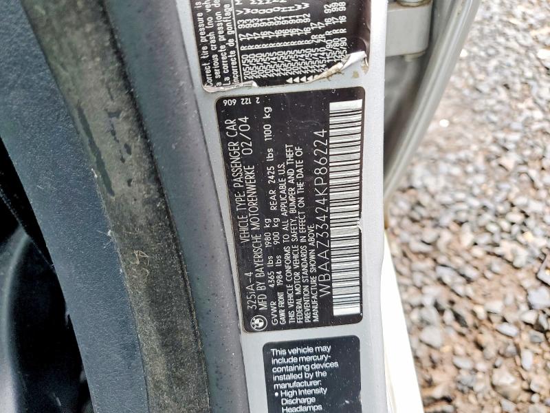 Aukcja sprzedaży 2004 Bmw 325, vin: WBAAZ33424KP86224, numer aukcji: 67444456