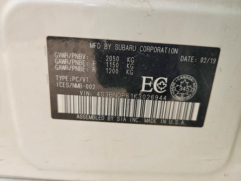 2019 Subaru Legacy მანქანა იყიდება აუქციონზე, vin: 4S3BNDP61K3026944, აუქციონის ნომერი: 67920426