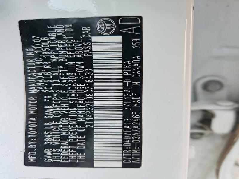 Auction sale of the 2008 Toyota Matrix, vin: 2T1KR32E08C718433, lot number: 69982236