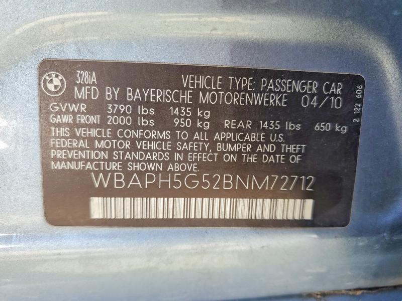 Aukcja sprzedaży 2011 Bmw 328, vin: WBAPH5G52BNM72712, numer aukcji: 68568336