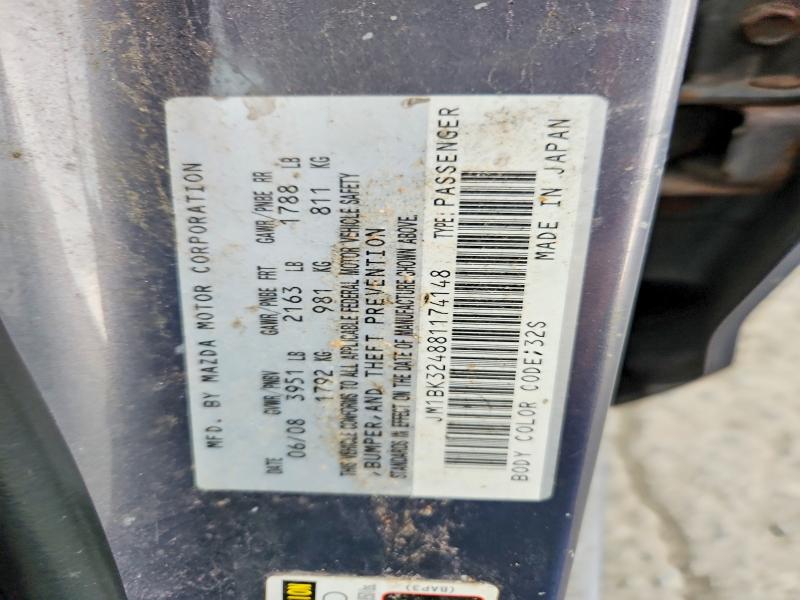 Aukcja sprzedaży 2008 Mazda 3, vin: JM1BK324881174148, numer aukcji: 69119816