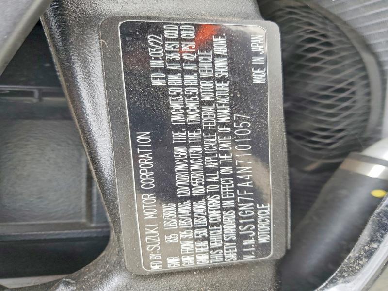 Aukcja sprzedaży 2022 Suzuki Gsx-r600, vin: JS1GN7FA4N7101057, numer aukcji: 69357106