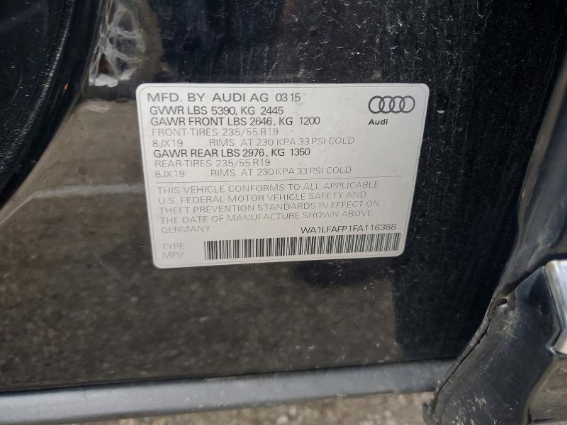 2015 Audi Q5 მანქანა იყიდება აუქციონზე, vin: WA1LFAFP1FA116388, აუქციონის ნომერი: 67427686