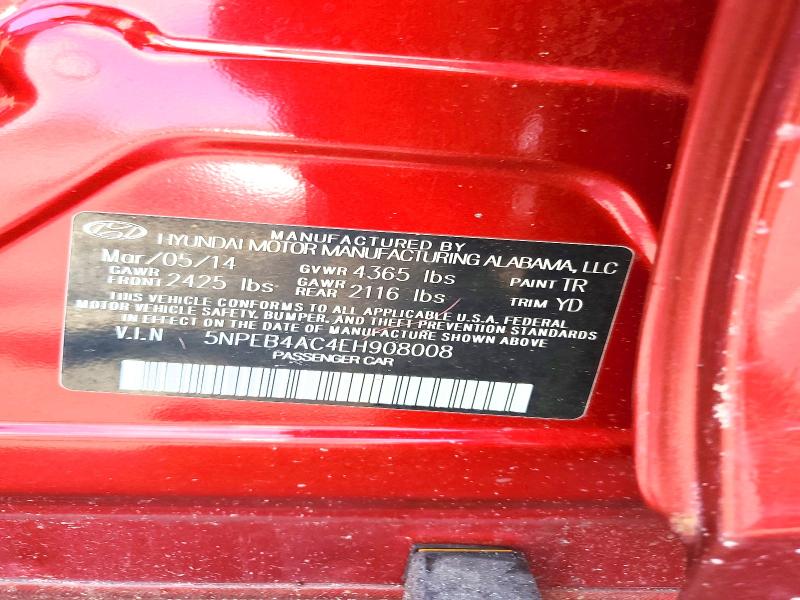 68931886 :رقم المزاد ، 5NPEB4AC4EH908008 vin ، 2014 Hyundai Sonata مزاد بيع