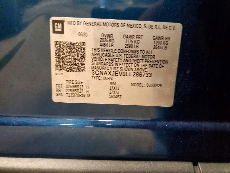 2020 Chevrolet Equinox მანქანა იყიდება აუქციონზე, vin: 3GNAXJEV0LL286733, აუქციონის ნომერი: 67668046
