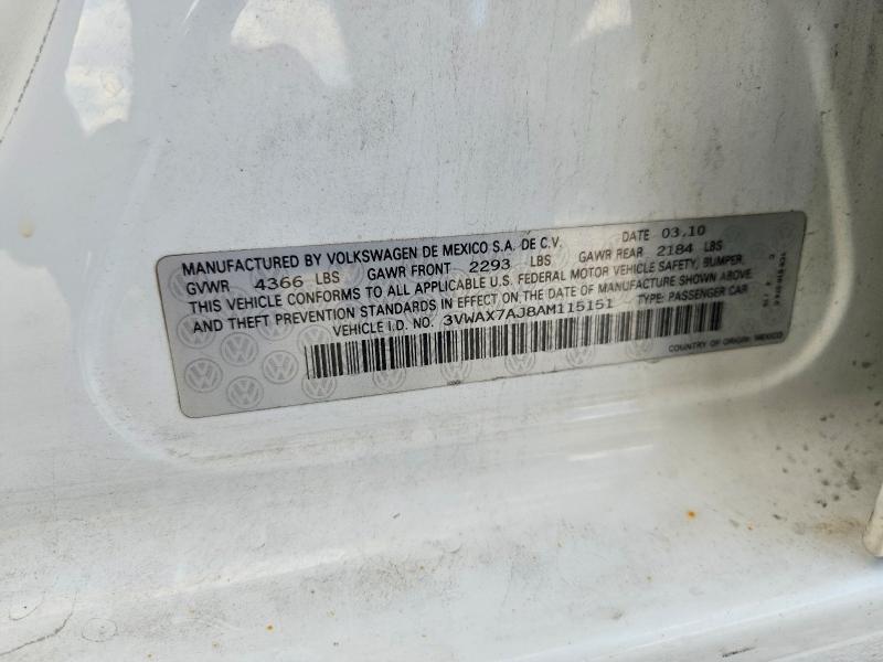 Aukcja sprzedaży 2010 Volkswagen Jetta, vin: 3VWAX7AJ8AM115151, numer aukcji: 68641076