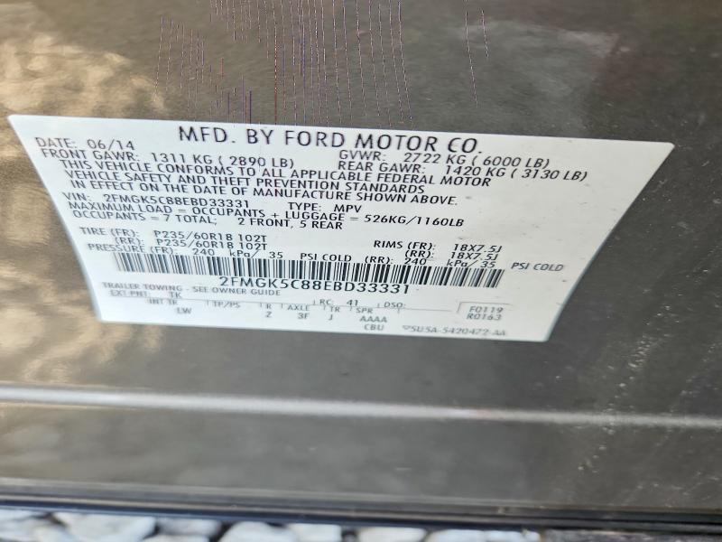 Aukcja sprzedaży 2014 Ford Flex, vin: 2FMGK5C88EBD33331, numer aukcji: 68580006