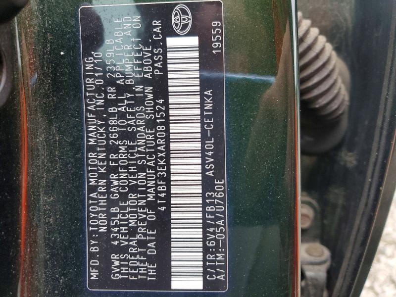 67211576 :رقم المزاد ، 4T4BF3EKXAR081524 vin ، 2010 Toyota Camry مزاد بيع