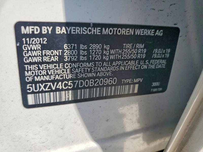 Aukcja sprzedaży 2013 Bmw X5, vin: 5UXZV4C57D0B20960, numer aukcji: 69251706