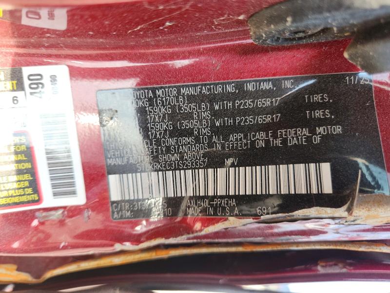 Aukcja sprzedaży 2026 Toyota Sienna, vin: 5TDKRKEC3TS293357, numer aukcji: 70694816