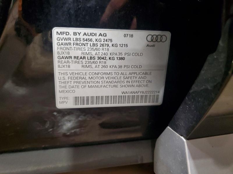 Aukcja sprzedaży 2018 Audi Q5, vin: WA1ANAFY8J2222214, numer aukcji: 67342226