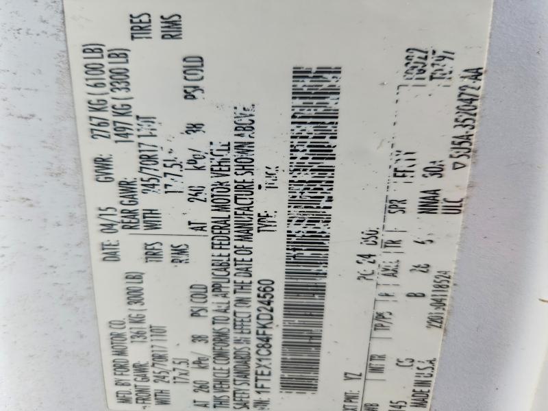 69228726 :رقم المزاد ، 1FTEX1C84FKD24560 vin ، 2015 Ford F150 مزاد بيع
