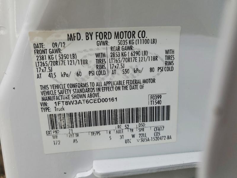 Продажа на аукционе авто 2012 Ford F350, vin: 1FT8W3AT6CED00161, номер лота: 67208276