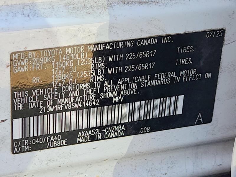 2025 Toyota Rav4 მანქანა იყიდება აუქციონზე, vin: 2T3W1RFV8SW414642, აუქციონის ნომერი: 68748886