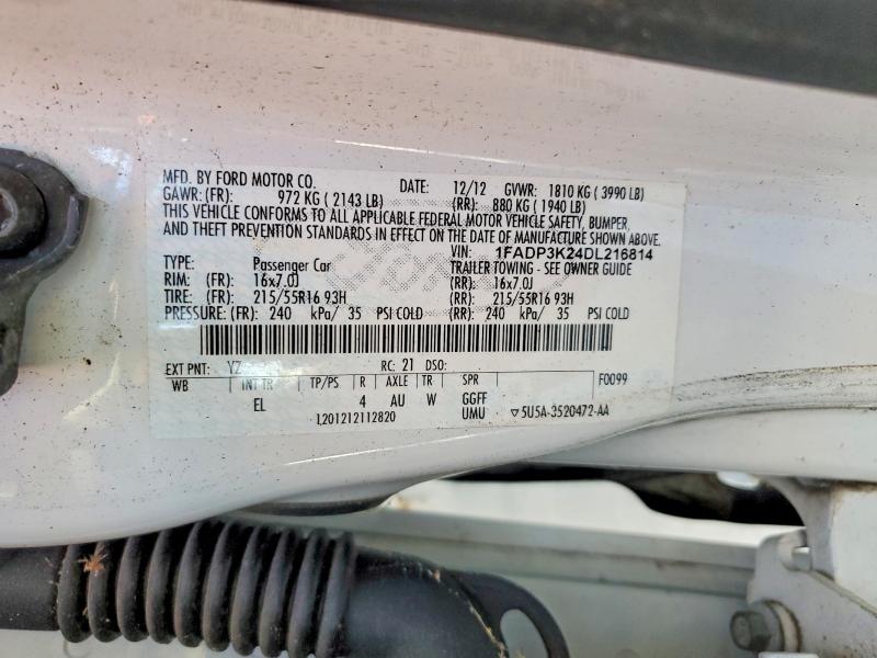 68189746 :رقم المزاد ، 1FADP3K24DL216814 vin ، 2013 Ford Focus مزاد بيع
