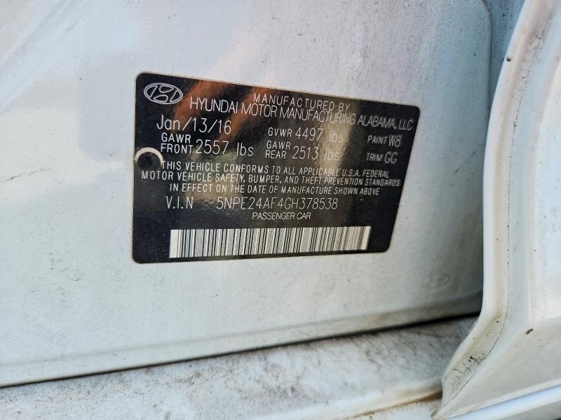 Aukcja sprzedaży 2016 Hyundai Sonata, vin: 5NPE24AF4GH378538, numer aukcji: 69462546