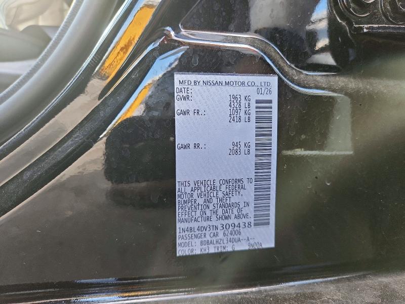 2026 Nissan Altima მანქანა იყიდება აუქციონზე, vin: 1N4BL4DV3TN309438, აუქციონის ნომერი: 67555696