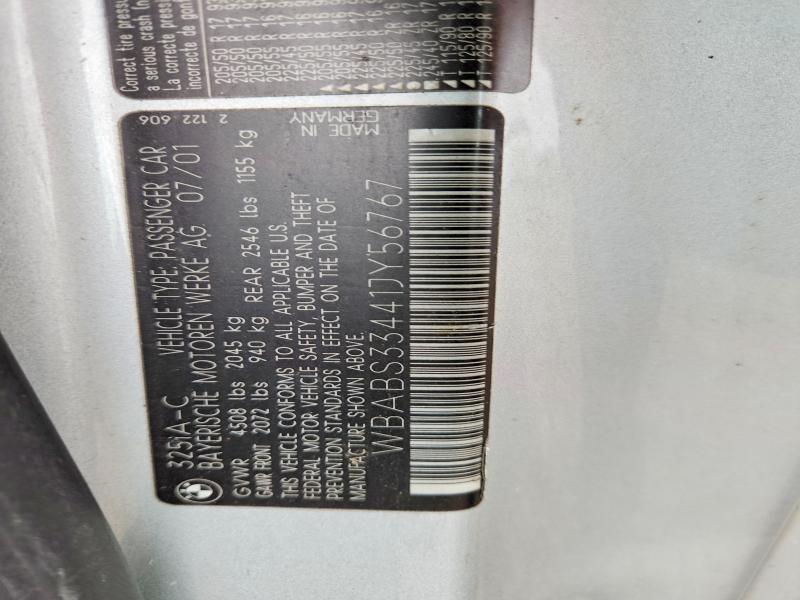 Продаж на аукціоні авто 2001 Bmw 325, vin: WBABS33441JY56767, номер лоту: 69455866