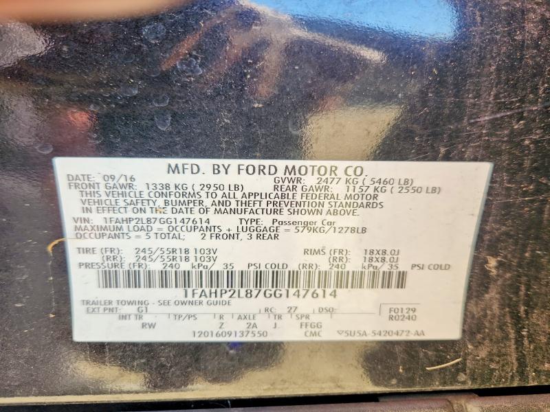 Продажа на аукционе авто 2016 Ford Taurus, vin: 1FAHP2L87GG147614, номер лота: 71153376