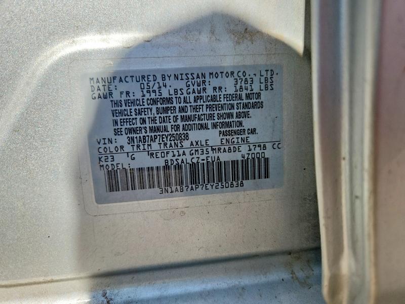 Продаж на аукціоні авто 2014 Nissan Sentra, vin: 3N1AB7AP7EY250838, номер лоту: 68180116