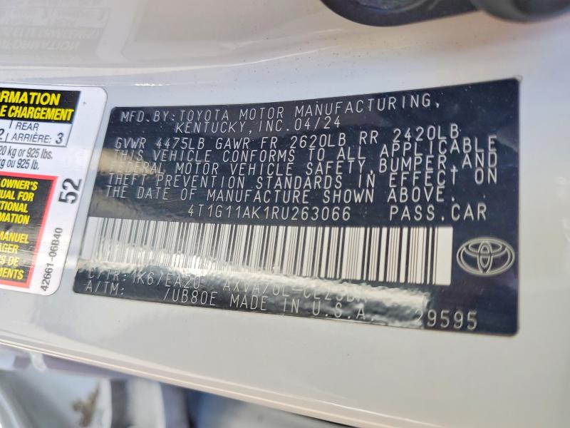 Продаж на аукціоні авто 2024 Toyota Camry, vin: 4T1G11AK1RU263066, номер лоту: 71191446