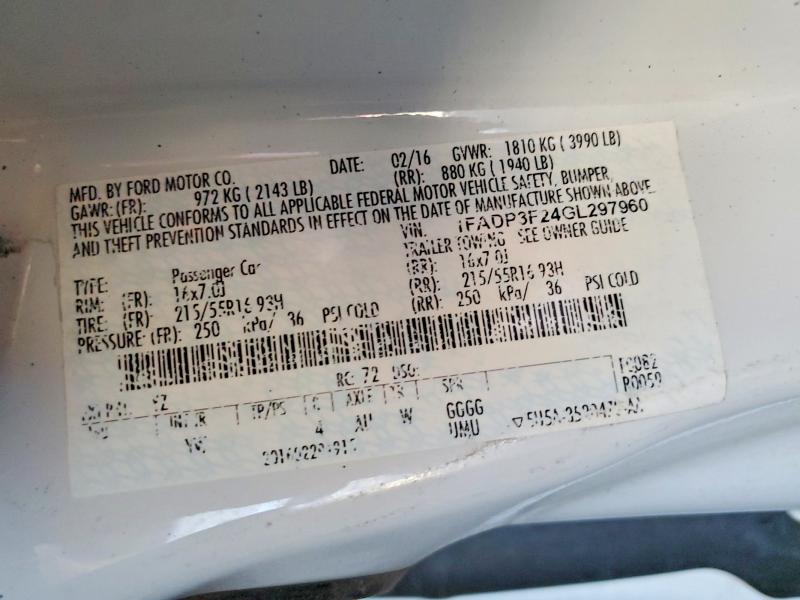 Продажа на аукционе авто 2016 Ford Focus, vin: 1FADP3F24GL297960, номер лота: 70848426
