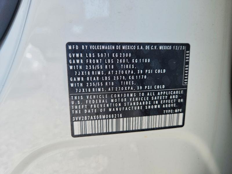 67660976 :رقم المزاد ، 3VV2B7AX5RM068216 vin ، 2024 Volkswagen Tiguan مزاد بيع