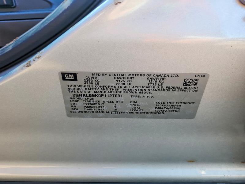 Продажа на аукционе авто 2015 Chevrolet Equinox, vin: 2GNALBEK0F1127031, номер лота: 68644816