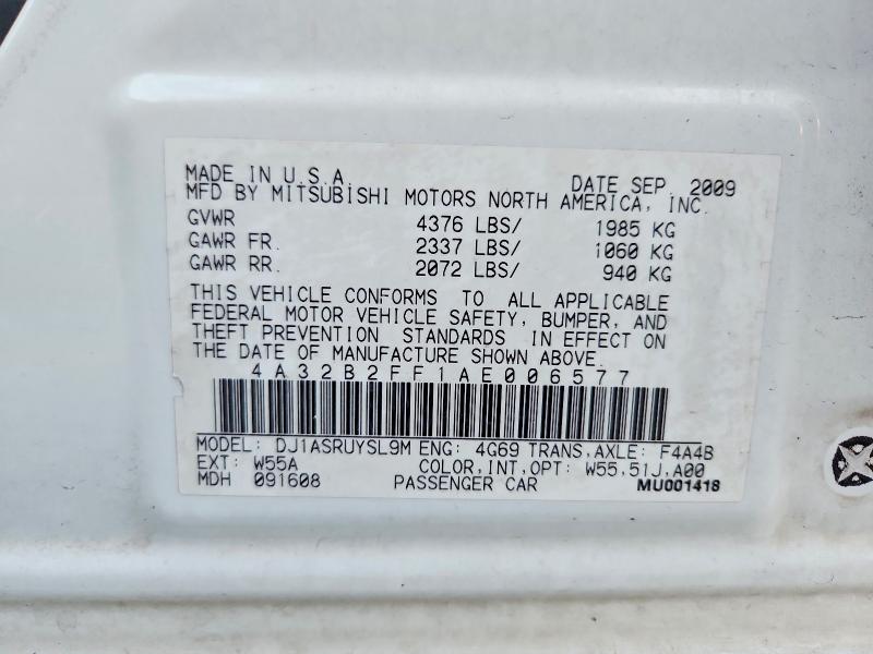 Продаж на аукціоні авто 2010 Mitsubishi Galant, vin: 4A32B2FF1AE006577, номер лоту: 67648636
