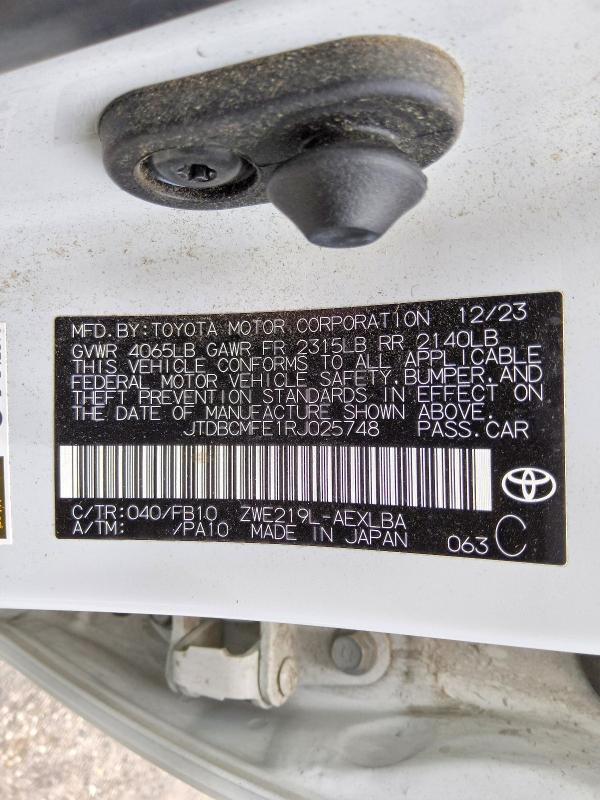 Продаж на аукціоні авто 2024 Toyota Corolla Hybrid, vin: JTDBCMFE1RJ025748, номер лоту: 71214246