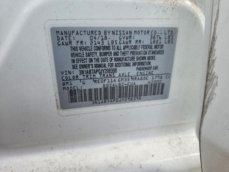Продажа на аукционе авто 2018 Nissan Sentra, vin: 3N1AB7AP0JY298398, номер лота: 68591776
