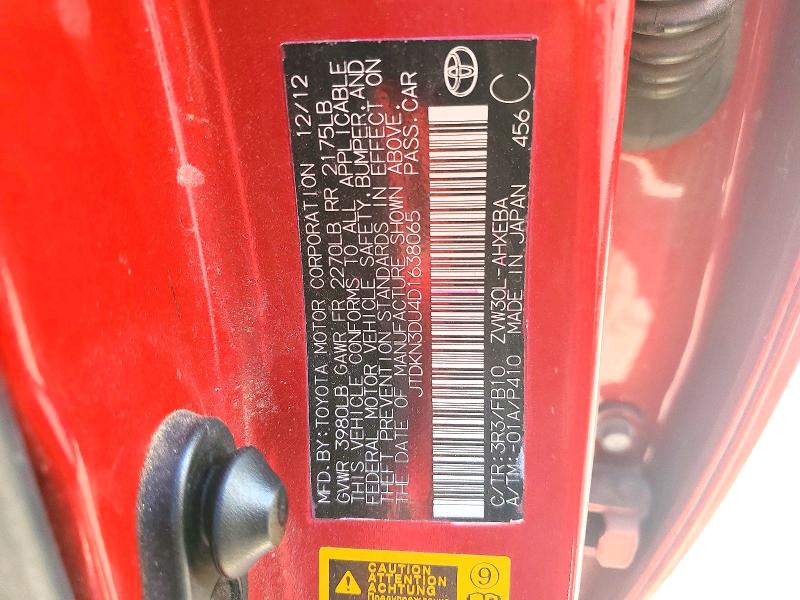 Продаж на аукціоні авто 2013 Toyota Prius, vin: JTDKN3DU4D1638065, номер лоту: 68721816