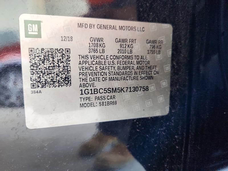 Продажа на аукционе авто 2019 Chevrolet Cruze, vin: 1G1BC5SM5K7130758, номер лота: 68975486