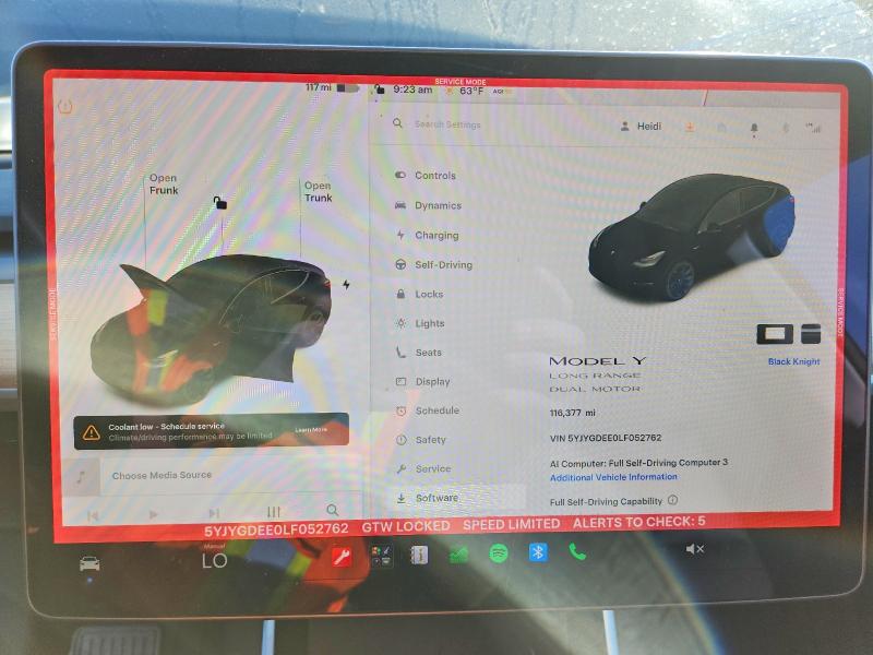 Продаж на аукціоні авто 2020 Tesla Model Y, vin: 5YJYGDEE0LF052762, номер лоту: 66835726