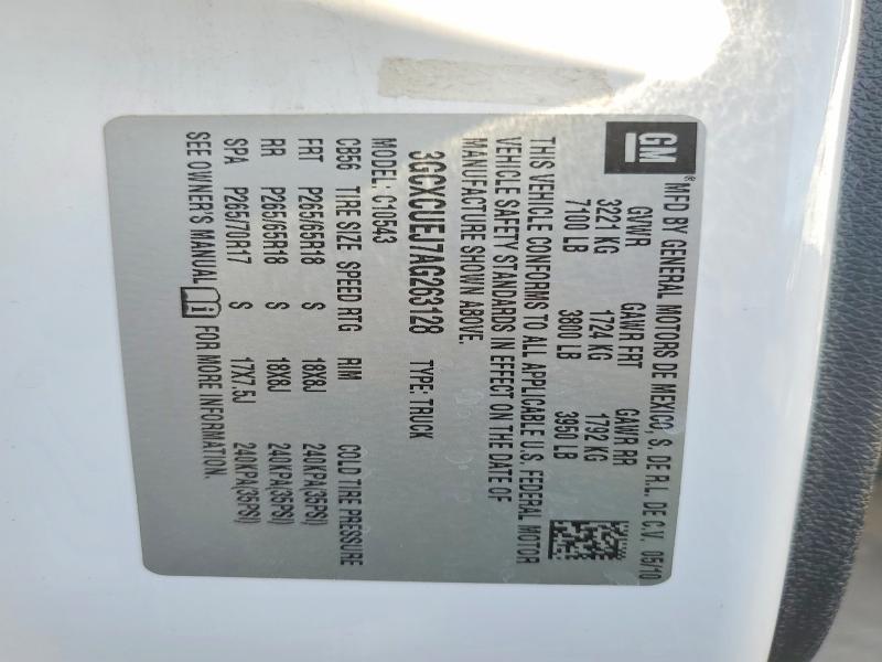 2010 Chevrolet Silverado მანქანა იყიდება აუქციონზე, vin: 3GCXCUEJ7AG263128, აუქციონის ნომერი: 71045256