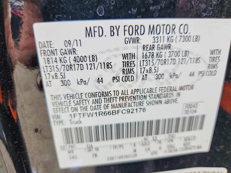 Продаж на аукціоні авто 2011 Ford F150, vin: 1FTFW1R66BFC92176, номер лоту: 70951156