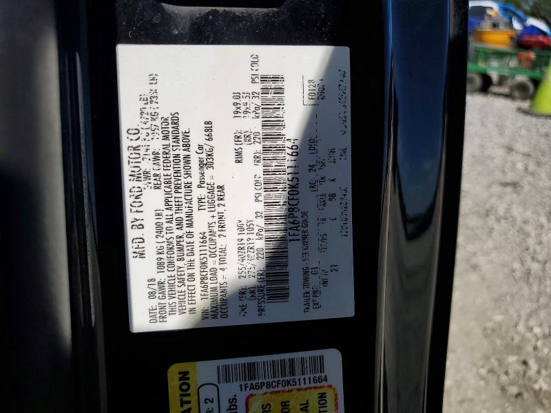 Продажа на аукционе авто 2019 Ford Mustang, vin: 1FA6P8CF0K5111664, номер лота: 68094846