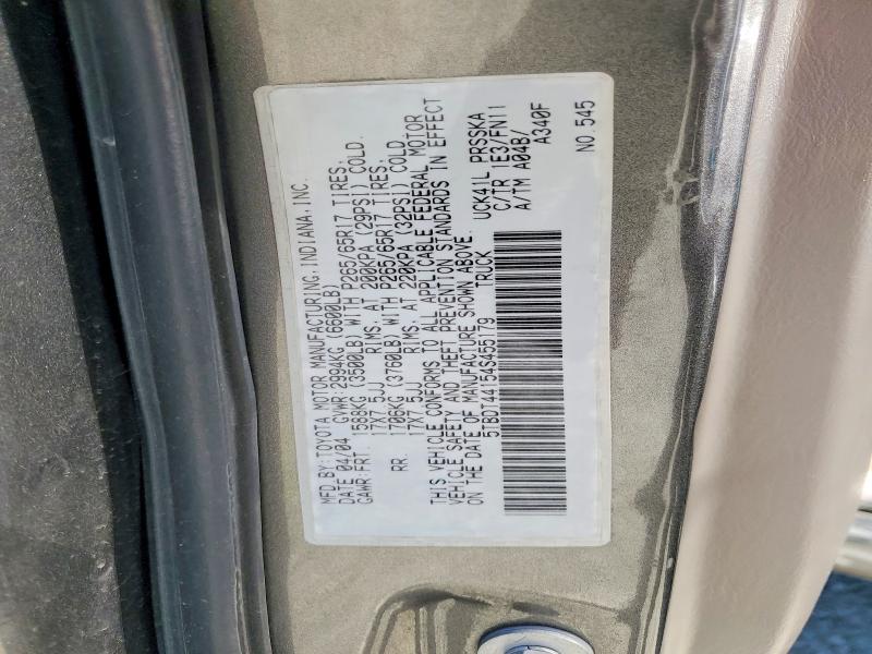 70634226 :رقم المزاد ، 5TBDT44154S455179 vin ، 2004 Toyota Tundra مزاد بيع