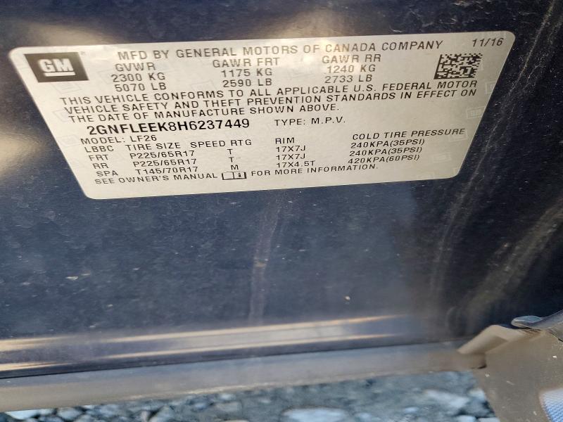 2017 Chevrolet Equinox მანქანა იყიდება აუქციონზე, vin: 2GNFLEEK8H6237449, აუქციონის ნომერი: 68804556