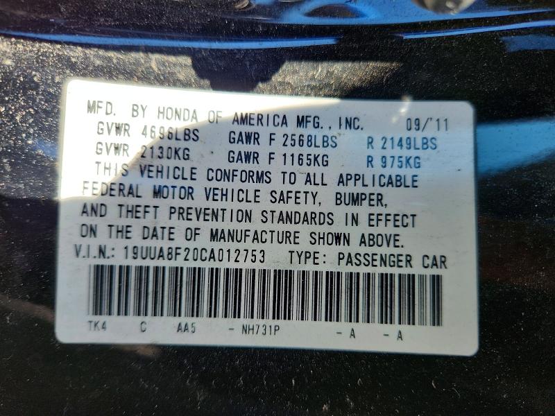 Aukcja sprzedaży 2012 Acura Tl, vin: 19UUA8F20CA012753, numer aukcji: 67800236