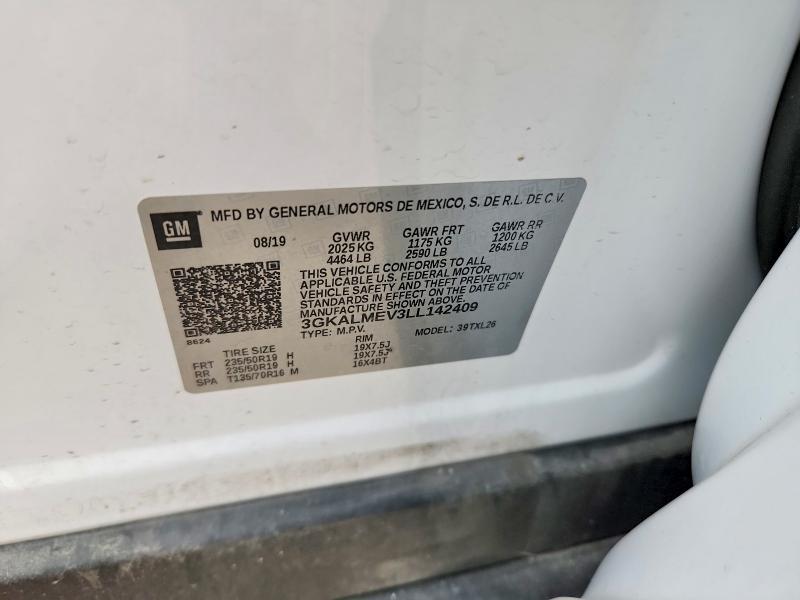 2020 Gmc Terrain მანქანა იყიდება აუქციონზე, vin: 3GKALMEV3LL142409, აუქციონის ნომერი: 71051456