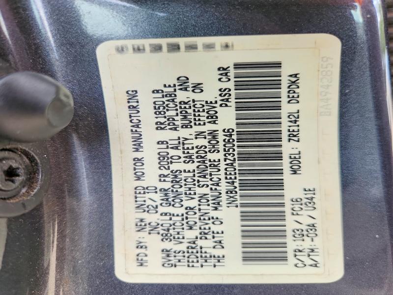 Aukcja sprzedaży 2010 Toyota Corolla, vin: 1NXBU4EE0AZ350646, numer aukcji: 67892896