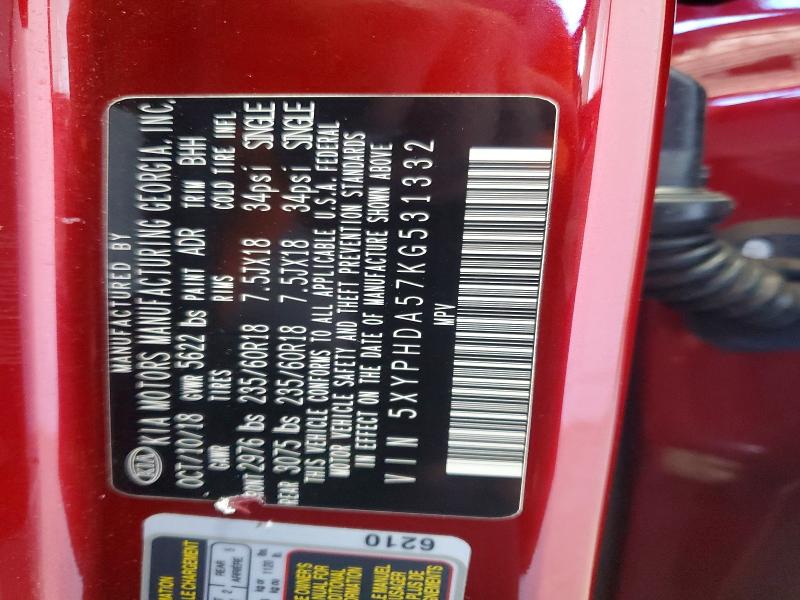 Продаж на аукціоні авто 2019 Kia Sorento, vin: 5XYPHDA57KG531332, номер лоту: 69768736
